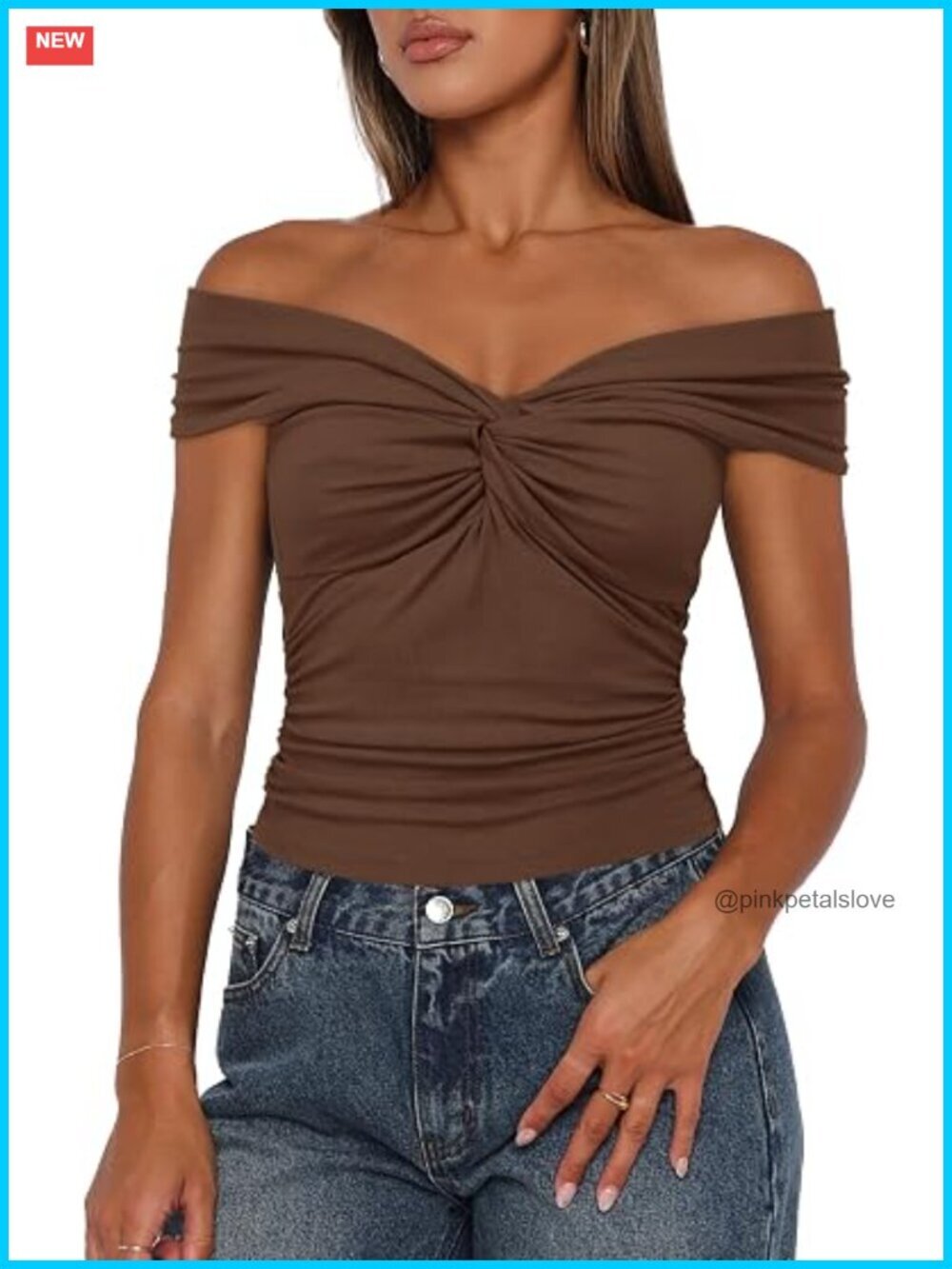 Off Shoulder Twist Knot Tank Top Y2K Slim Fitted Cap Sleeve